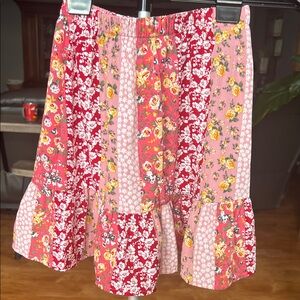Charming Floral Patchwork Skirt - Red and Pink